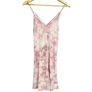 American Eagle Pink White Tie Dye Strappy Open Back Boho Festival Mini Dress – S